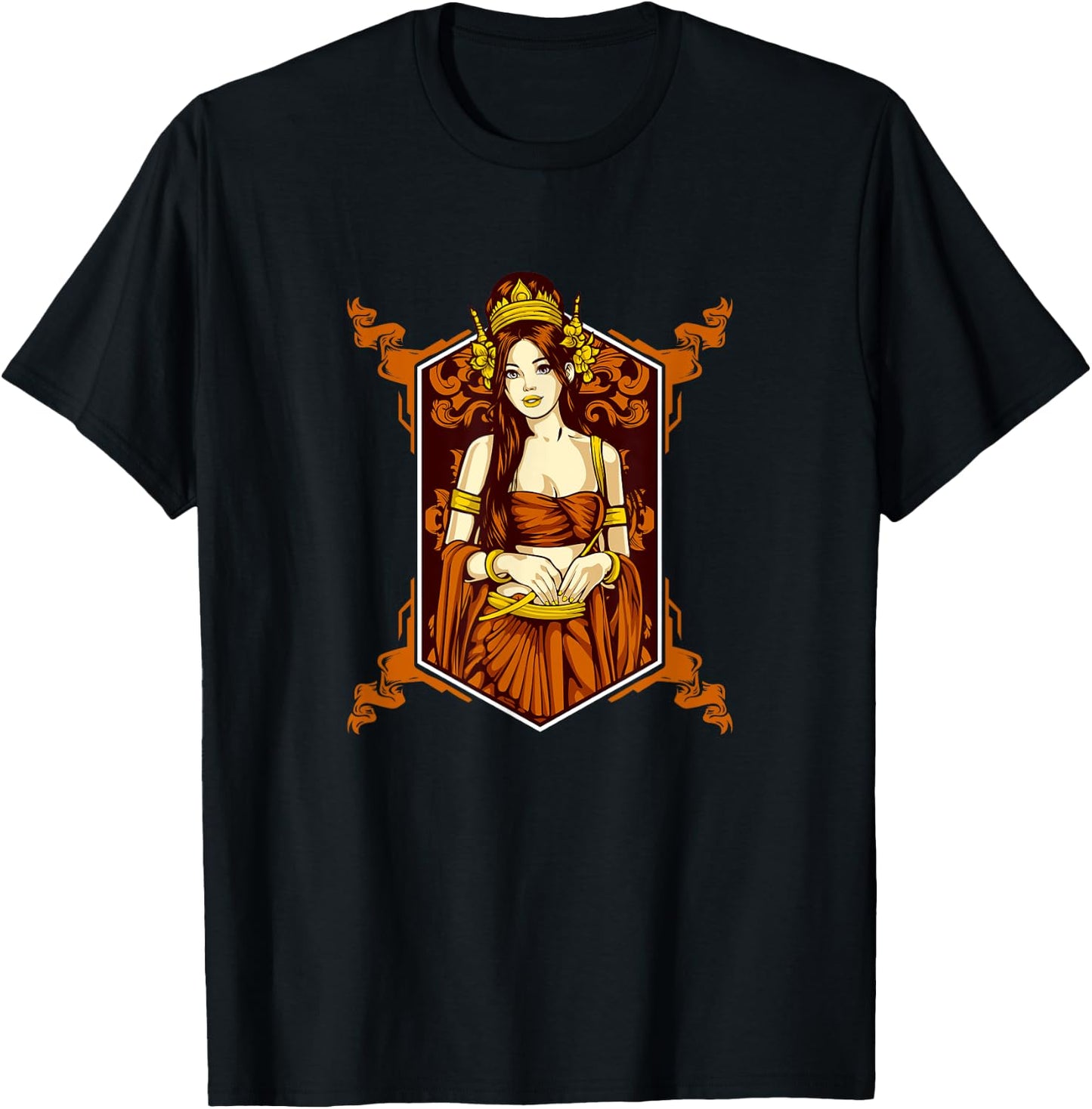 Cambodia Cambodian Khmer Girl Apsara Woman T-Shirt - T-Shirt | Black