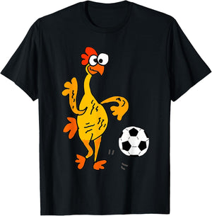 SmileteesSports Funny Rubber Chicken Playing Soccer T-Shirt - T-Shirt | Black