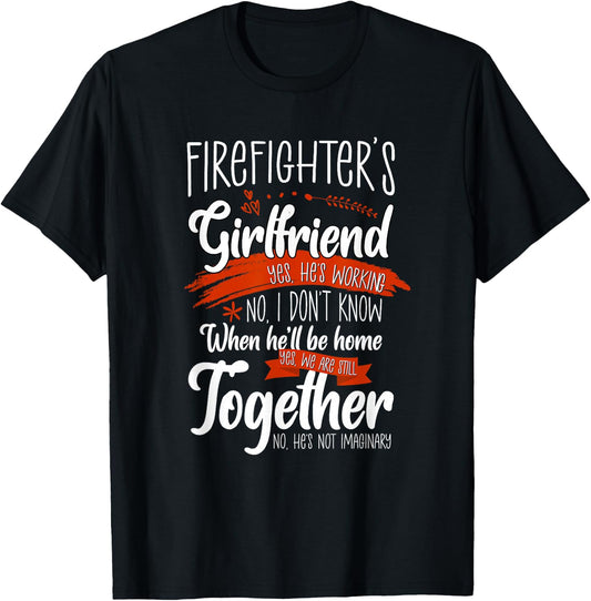 Funny Firefighter's Girlfriend Fireman -Adults Black 3X-Large Classic Fit Short Sleeve T-Shirt - T-Shirt | Black