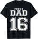 Custom Proud Volleyball Dad Number 16 Personalized T-Shirt - T-Shirt | Black
