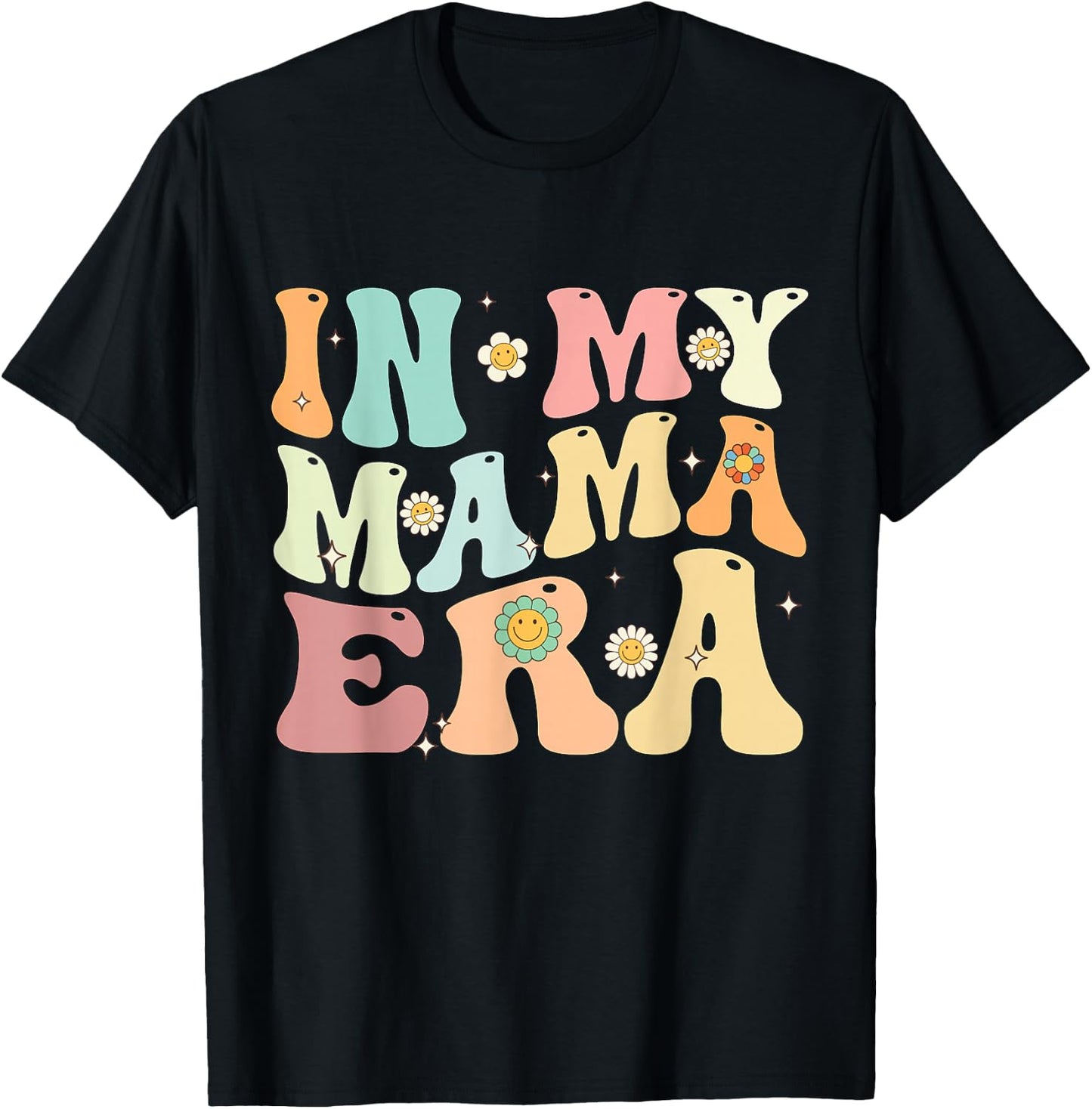 In My Mama Era Groovy Retro Mom Mother's Day T-Shirt - T-Shirt | Black