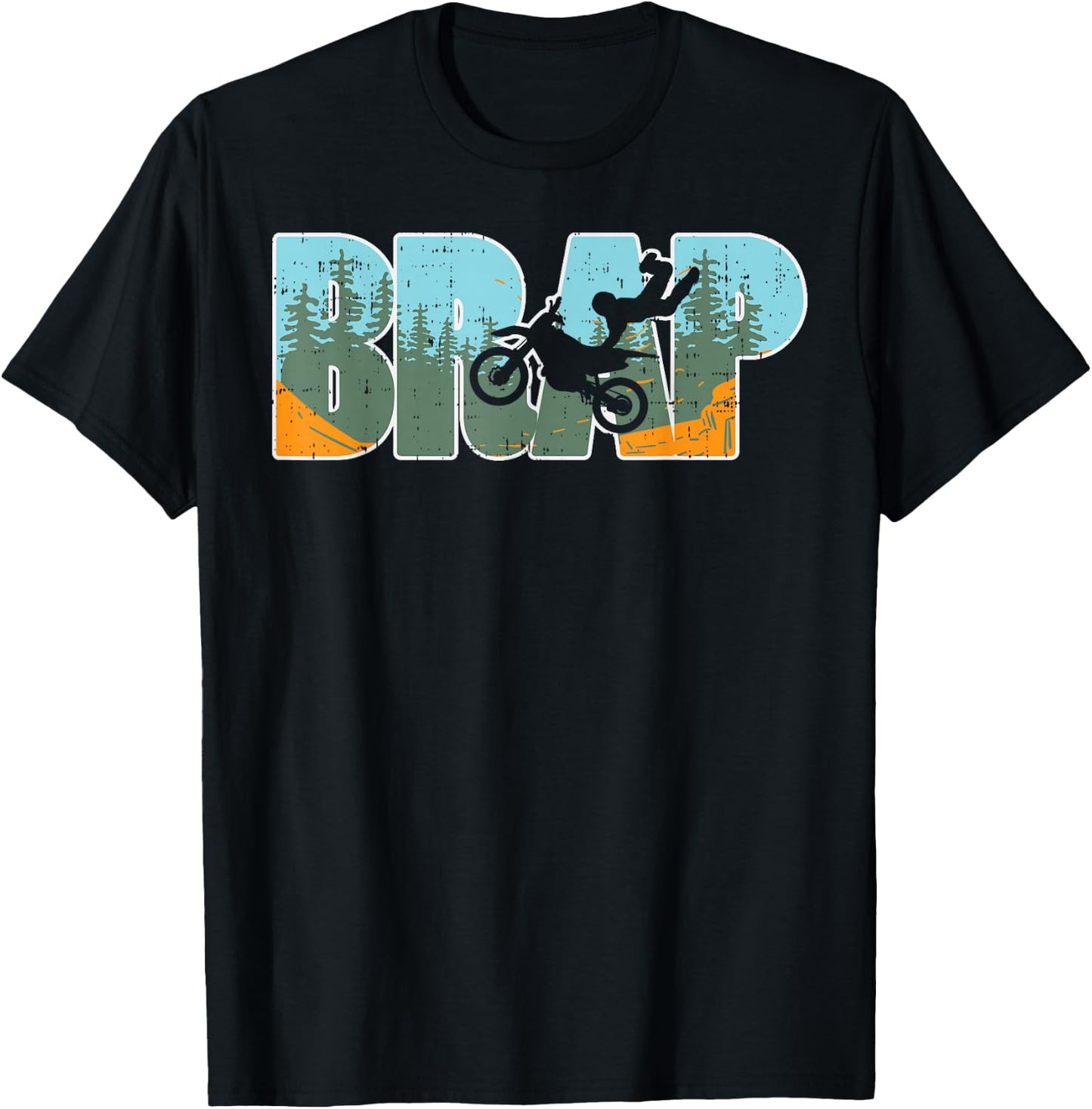 Brap Dirt Bike Motocross Motorcycle Dirt Track Racing Gift T-Shirt - T-Shirt | Black