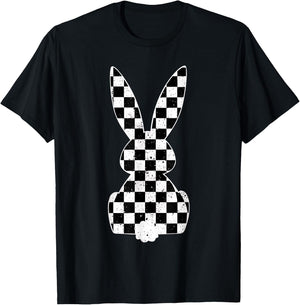 Racing Car Flag Bunny Happy Easter Race Car Boys Girls Kids T-Shirt - T-Shirt | Black