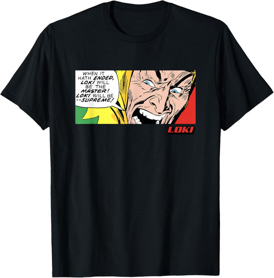 Marvel Comics Loki Supreme Master Panel T-Shirt - T-Shirt | Black