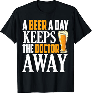 A Beer a Day keeps The Doctor Away T-Shirt - T-Shirt | Black