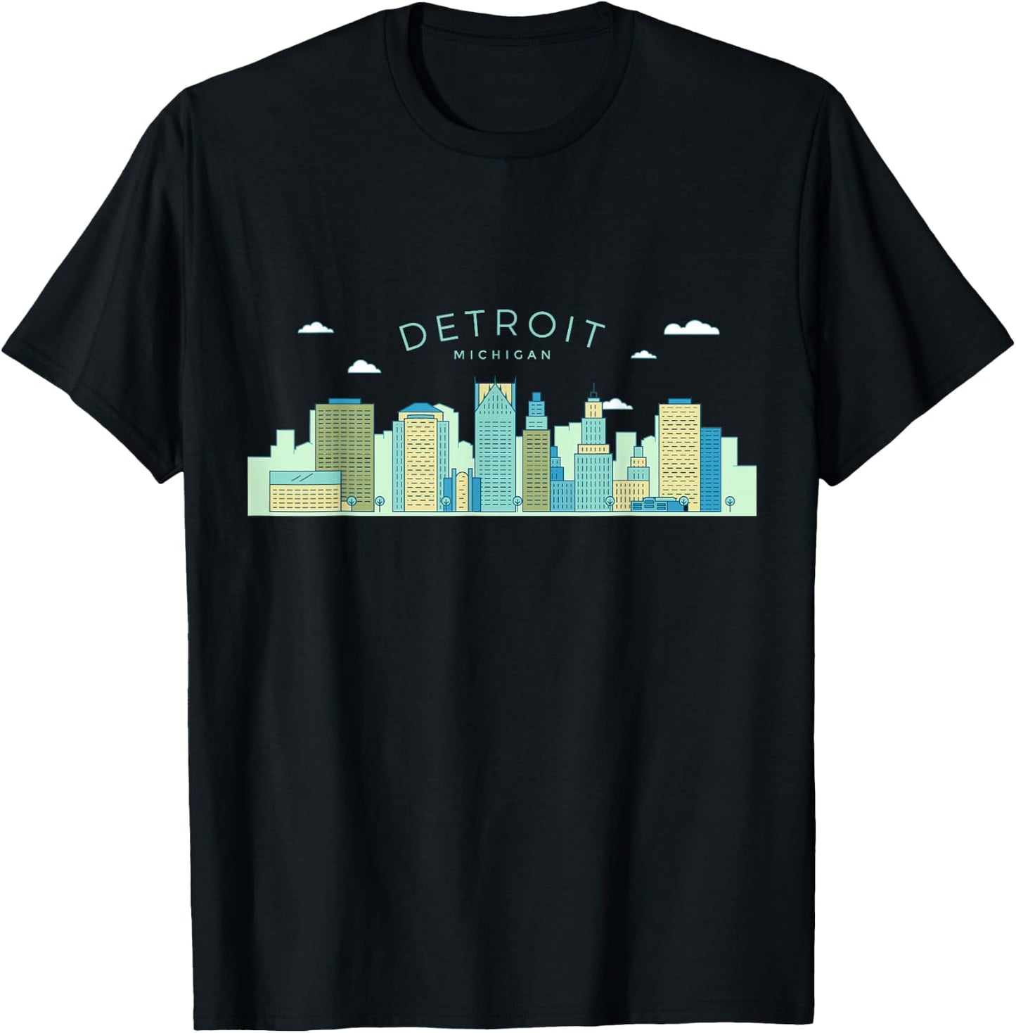 Detroit Skyline Michigan Pride Motor City Vintage Detroit T-Shirt - T-Shirt | Black