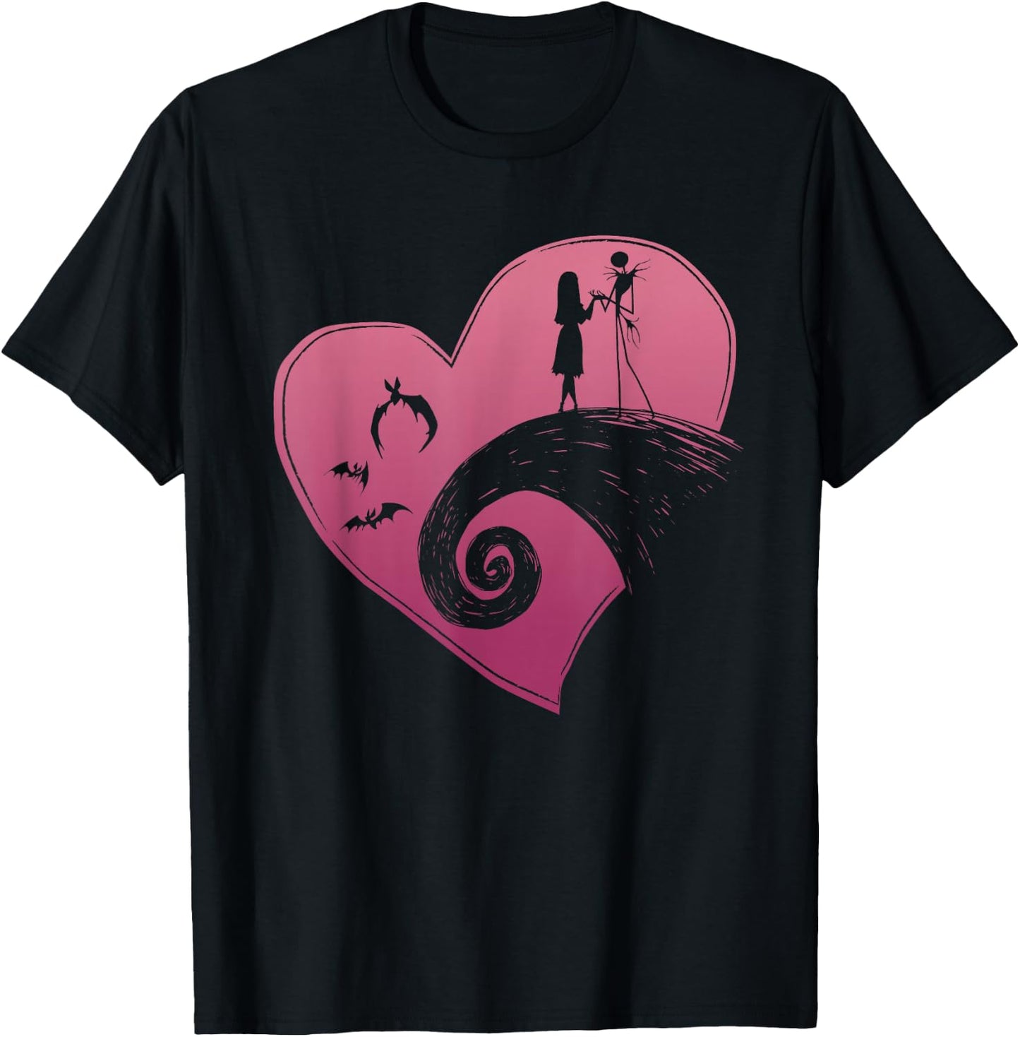 Disney The Nightmare Before Christmas Jack and Sally Heart T-Shirt - T-Shirt | Black