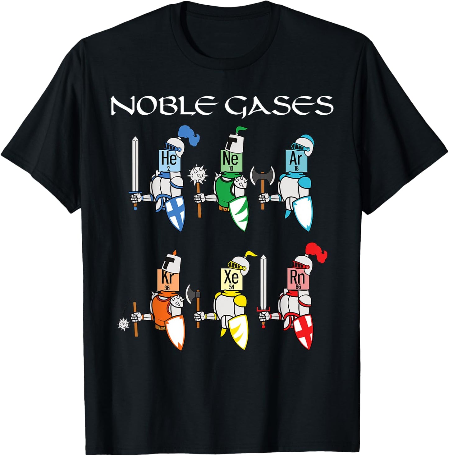 Funny Chemistry Medieval Science Noble Gases Knight T-Shirt - T-Shirt | Black