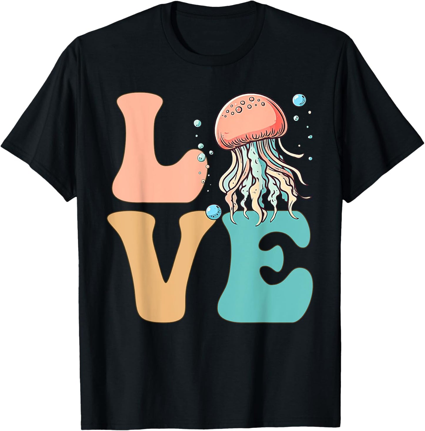 Jellyfish Ocean Life LOVE T-Shirt - T-Shirt | Black