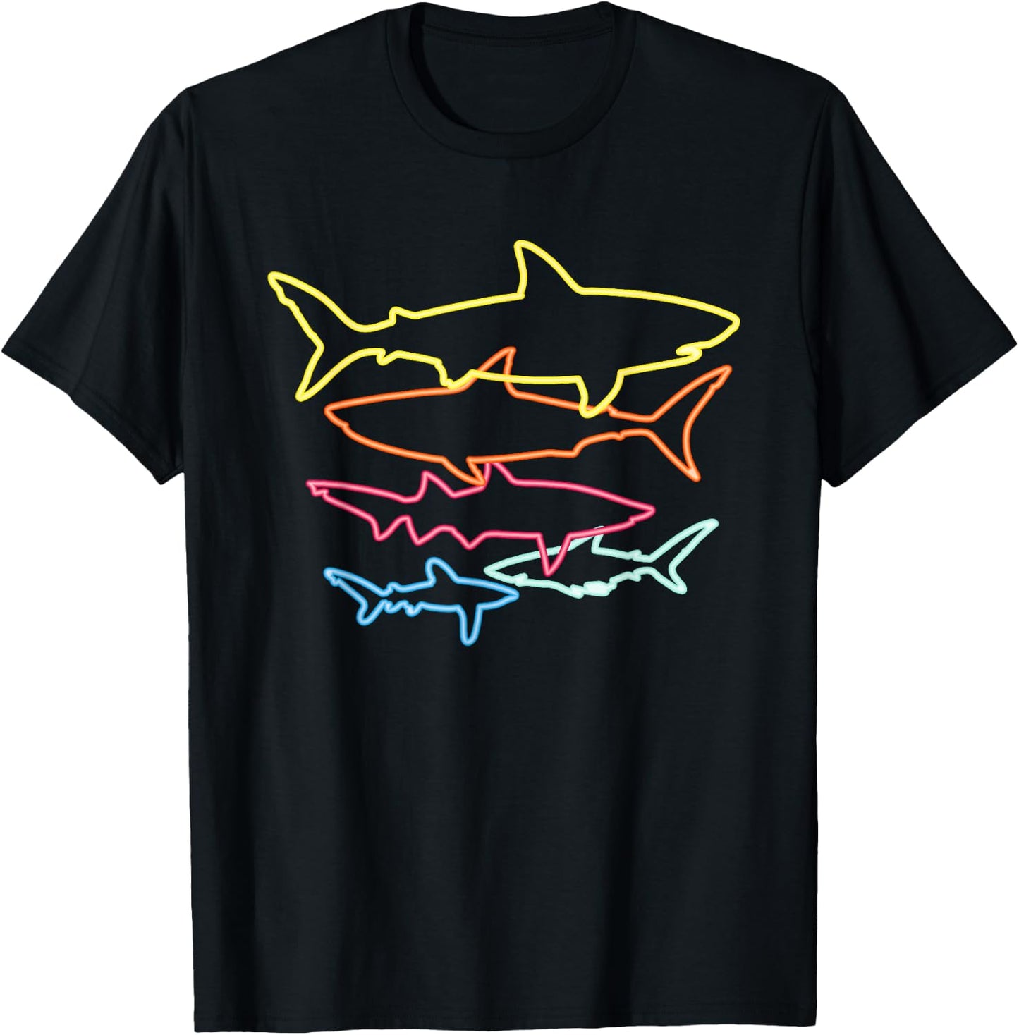 Retro 80s Shark Clothes Sharks Party Kids Women Men Shark T-Shirt - T-Shirt | Black
