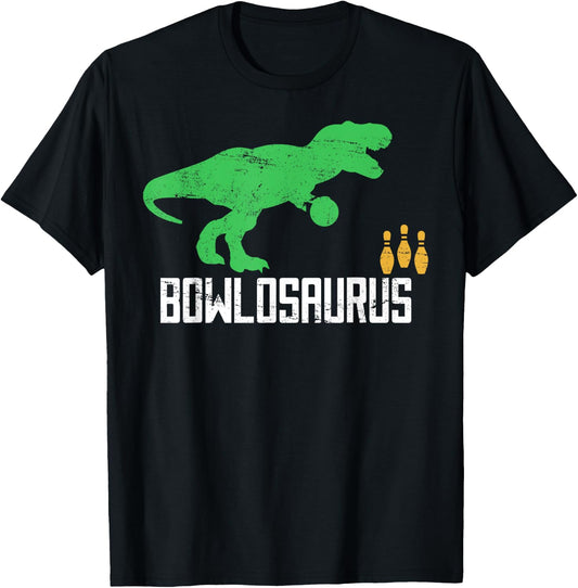 Bowling Bowler Dinosaur Player Ball Pin T-Shirt - T-Shirt | Black