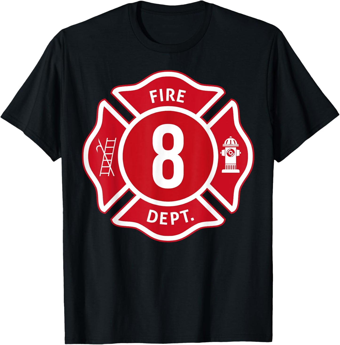Kids Fire Truck 8th Birthday Boy Firefighter 8 Year Old T-Shirt - T-Shirt | Black