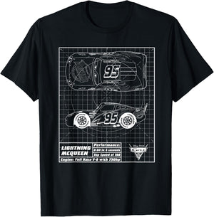 Cars Lightning McQueen Blueprint , black T-Shirt - T-Shirt | Black