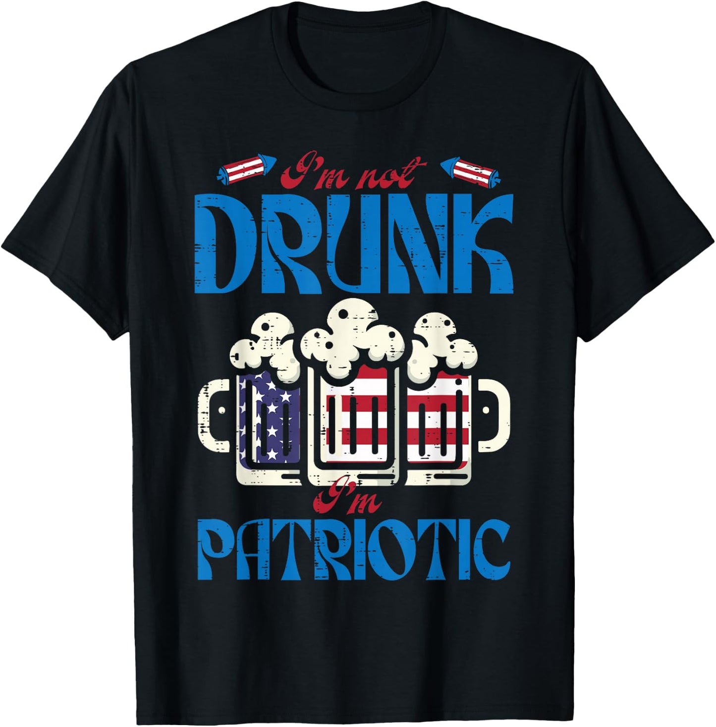 4th of July Im Patriotic American Funny Party Dad Men Women T-Shirt - T-Shirt | Black