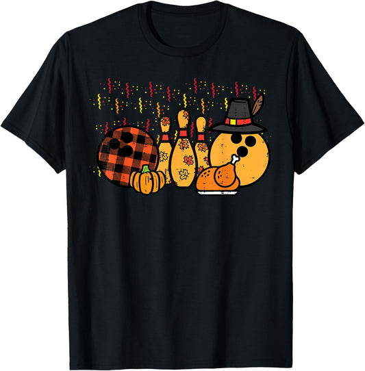Thanksgiving Bowling Turkey Day Fall Men Women Kids Youth T-Shirt - T-Shirt | Black