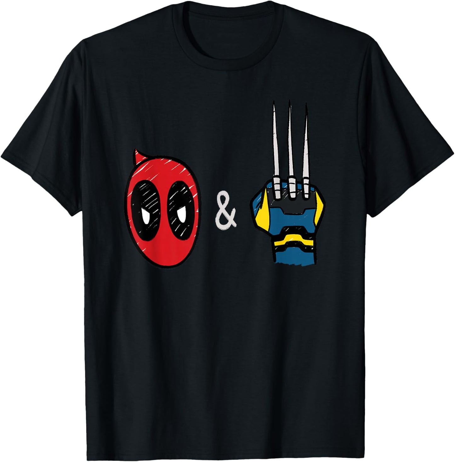 Marvel Studios Deadpool & Wolverine Mask & Claw Emoji Icons T-Shirt - T-Shirt | Black
