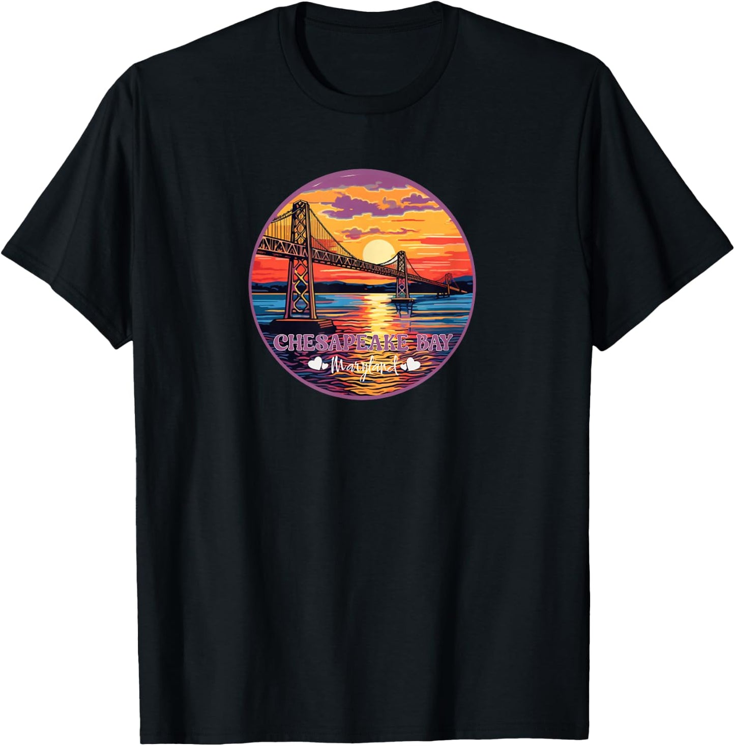 Chesapeake Bay Maryland Famous Bridges Tourist Site Souvenir T-Shirt - T-Shirt | Black