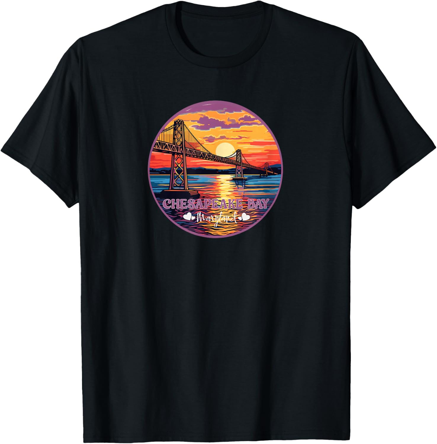 Chesapeake Bay Maryland Famous Bridges Tourist Site Souvenir T-Shirt - T-Shirt | Black