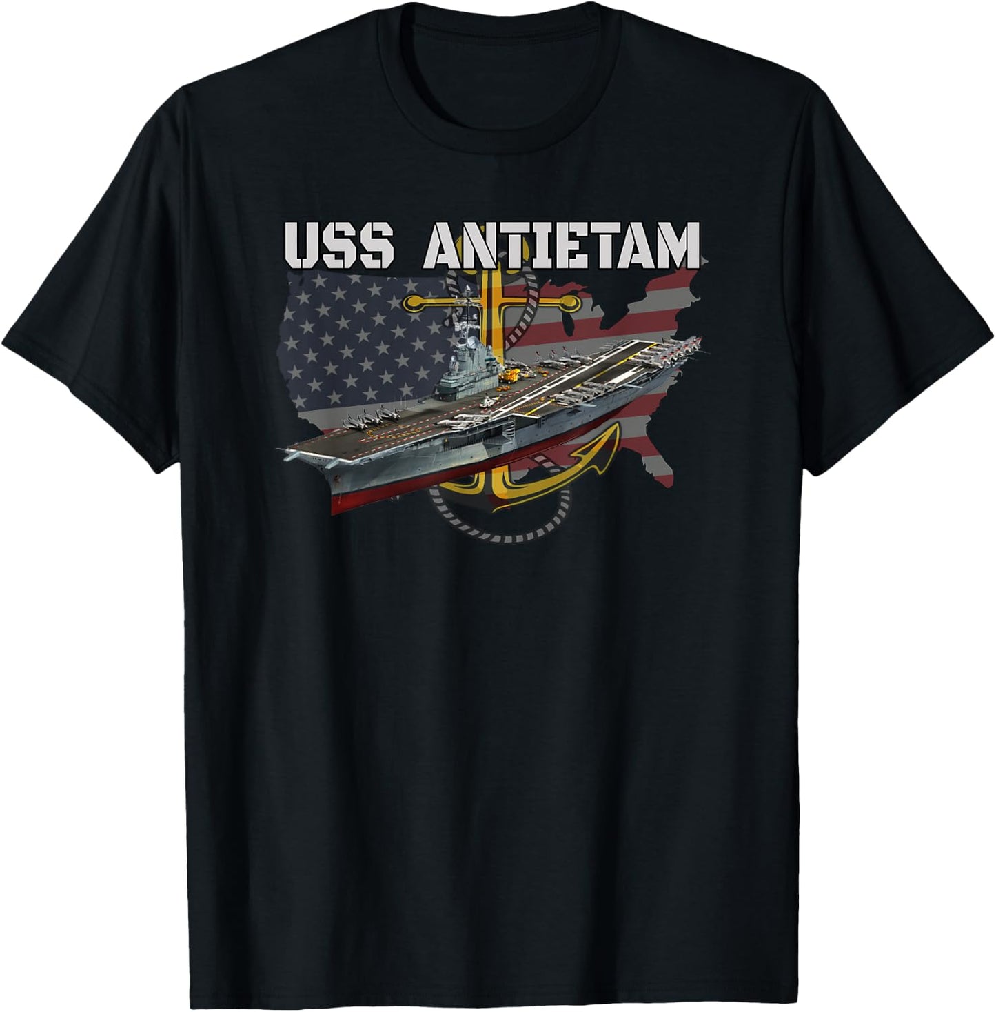Aircraft Carrier USS Antietam CV-36 CVA-36 CVS-36 Veterans T-Shirt - T-Shirt | Black