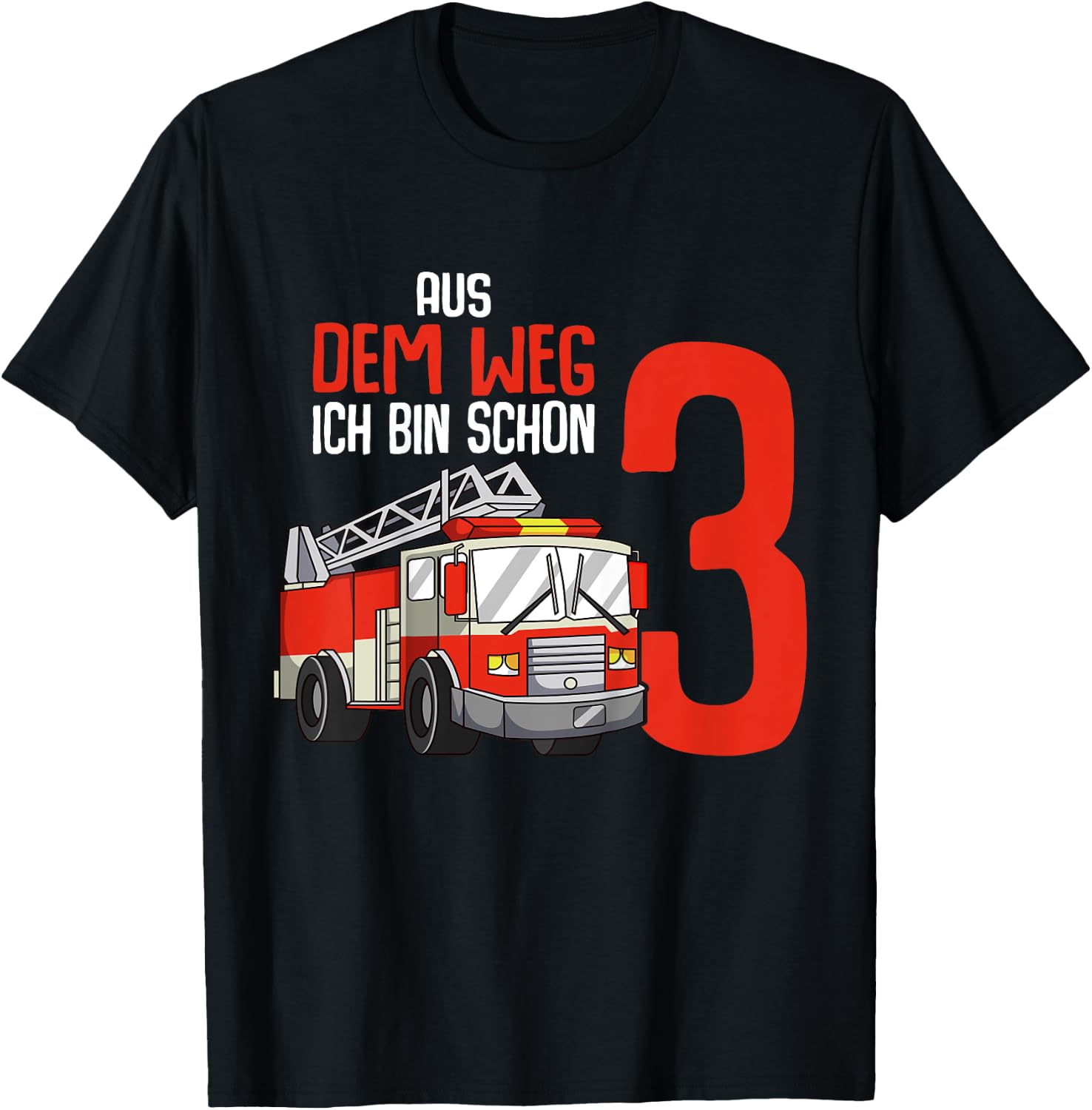 3. Geburtstag Feuerwehr 3 Jahre Kinder Junge T-Shirt - T-Shirt | Black