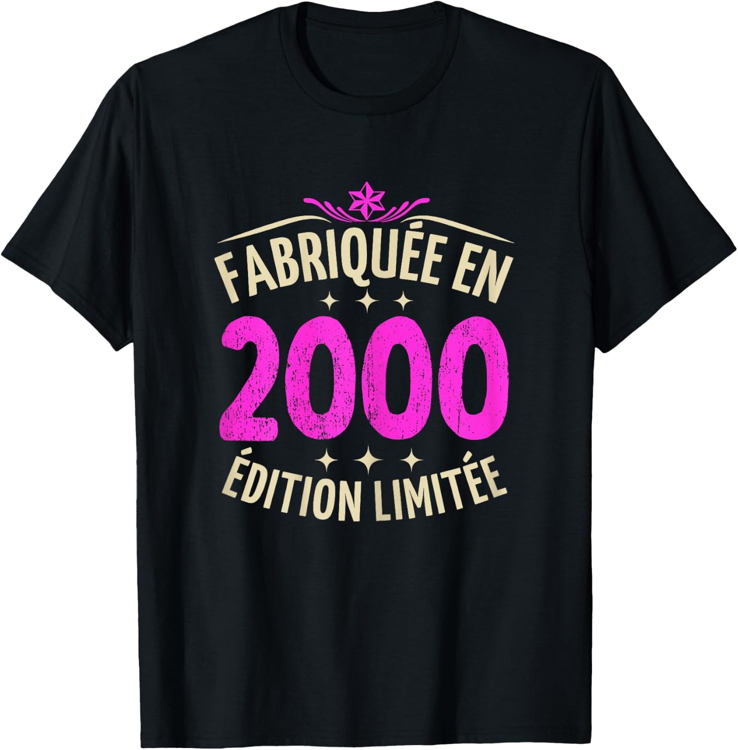 25 Years Woman 2000 Birthday 25 Years Girl Limited Edition , Black, Female X-Small T-Shirt - T-Shirt | Black