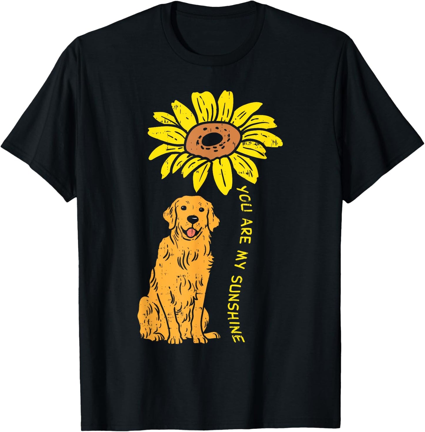 Sunflower Sunshine Golden Retriever Pet Dog Girls Women Gift T-Shirt - T-Shirt | Black