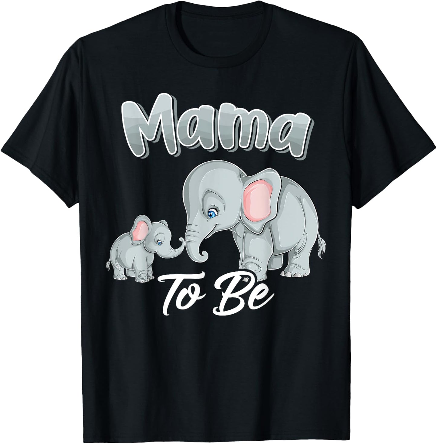 Soon Mama To Be Elephants For Baby Shower Gender Reveal T-Shirt - T-Shirt | Black
