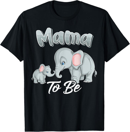 Soon Mama To Be Elephants For Baby Shower Gender Reveal T-Shirt - T-Shirt | Black