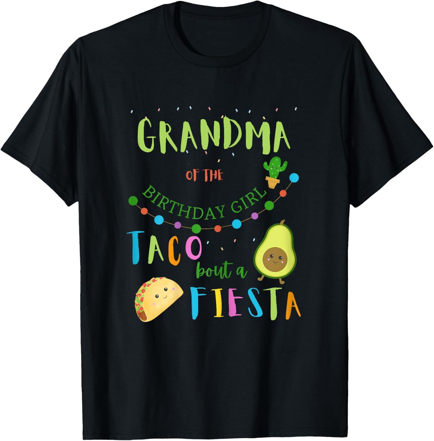 Grandma Mexican Birthday Taco Bout A Fiesta Family Matching T-Shirt - T-Shirt | Black
