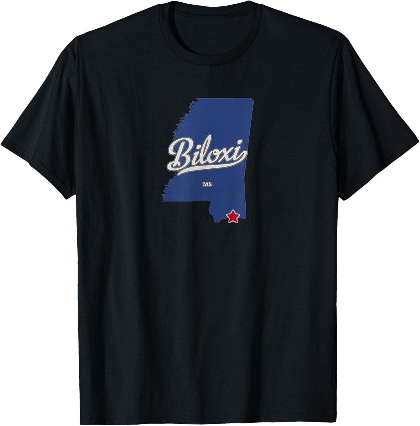 Biloxi Mississippi MS Map T-Shirt - T-Shirt | Black