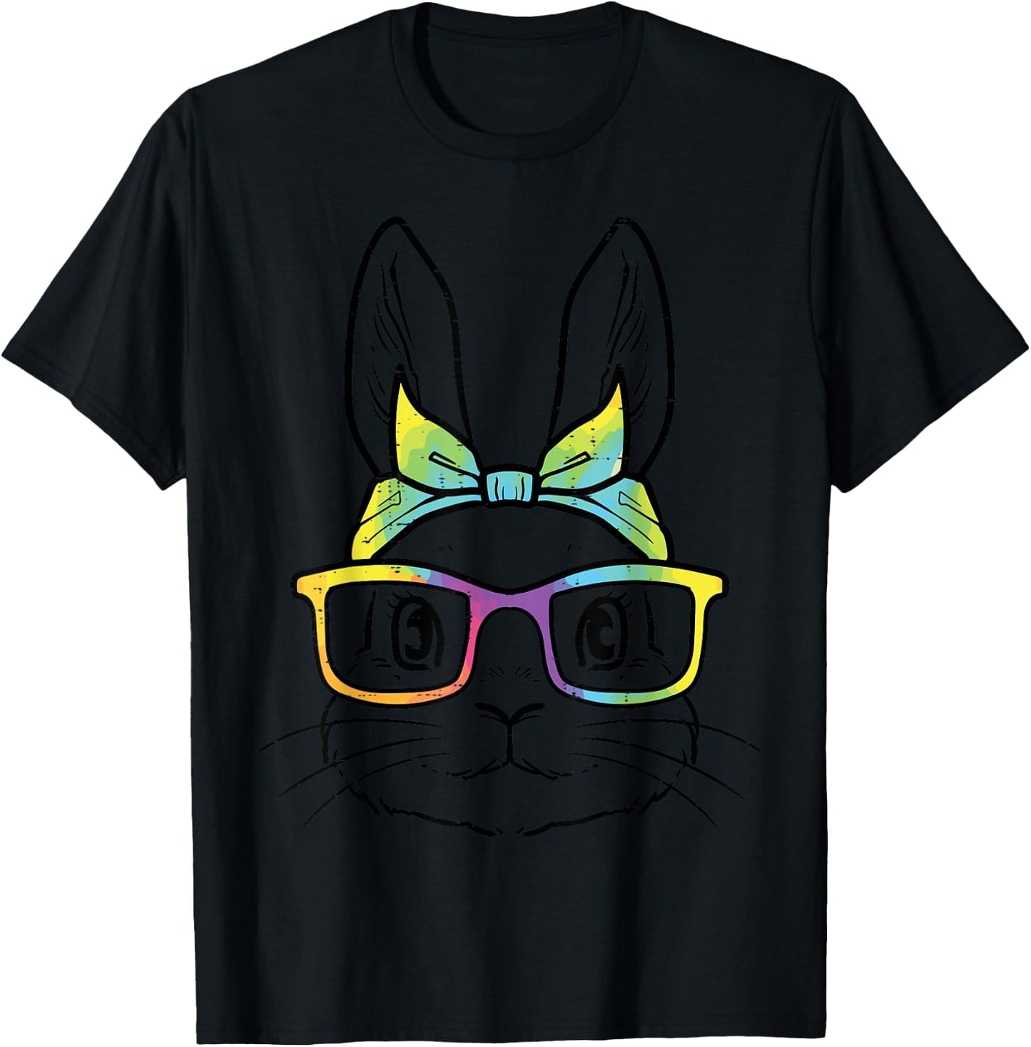 Easter Bunny Face Eyeglasses Bandana Rabbit Women Girls Kids T-Shirt - T-Shirt | Black