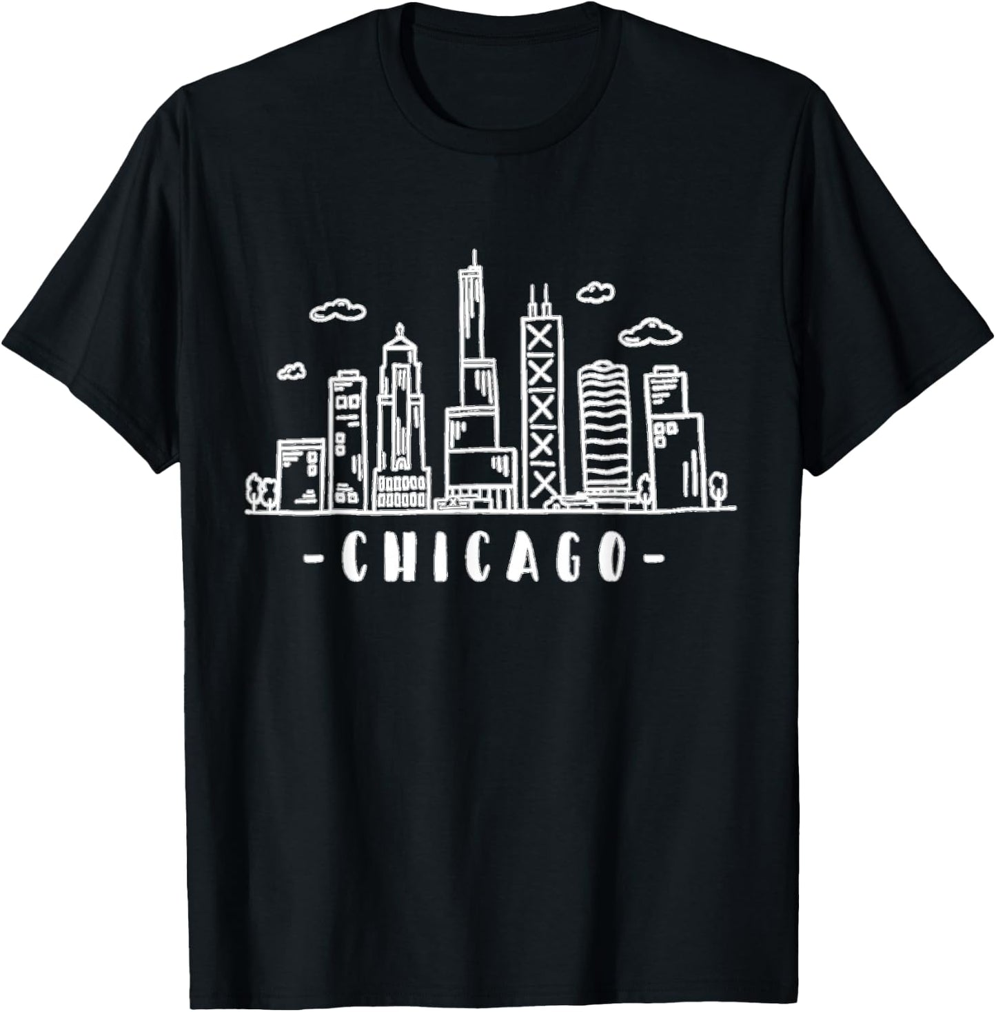 Chicago Skyline Illinois Vintage T-Shirt - T-Shirt | Black