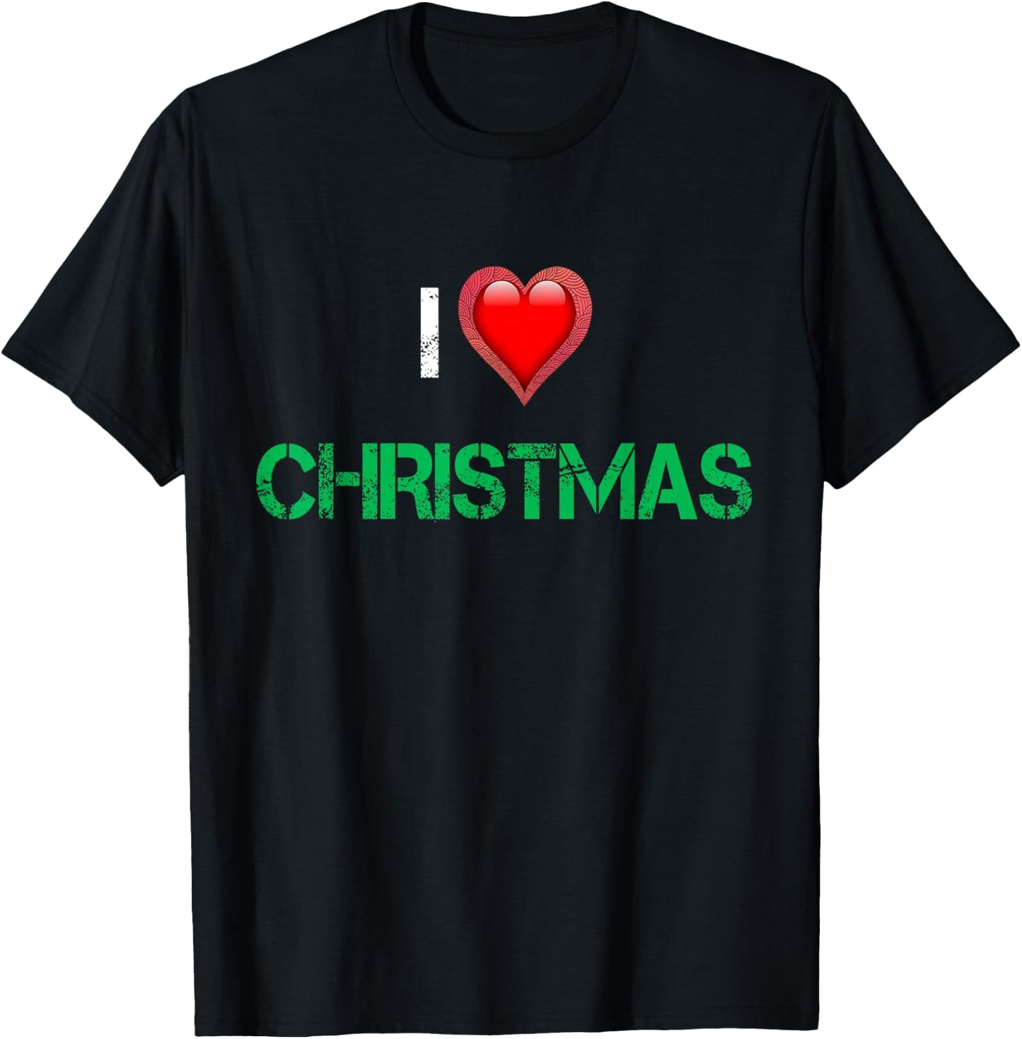 I Love Vintage Christmas Shirts - Red Heart Christmas Shirt - Adults/Kids - Short Sleeve - Medium - Red T-Shirt - T-Shirt | Black