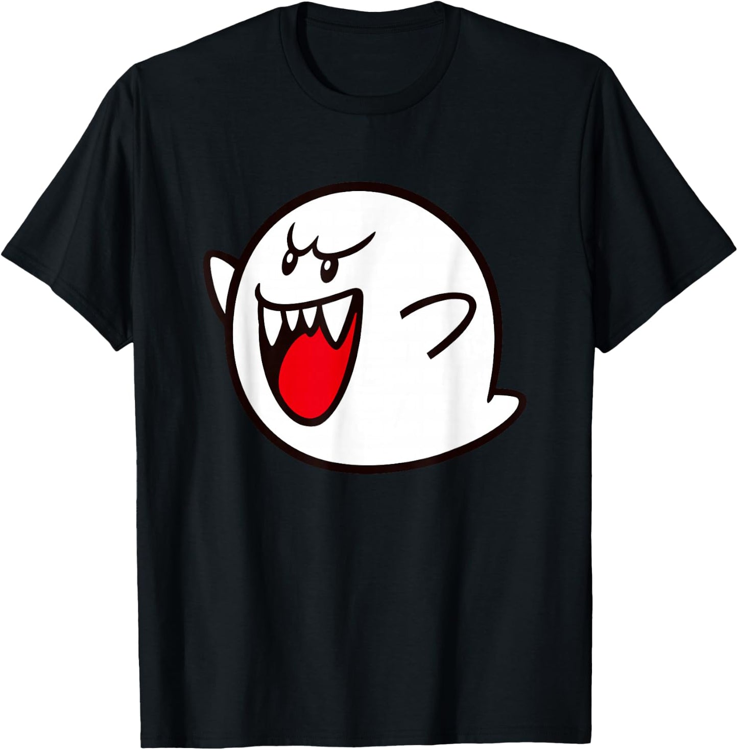 Super Mario Boo Spooky Big Character Icon T-Shirt - T-Shirt | Black
