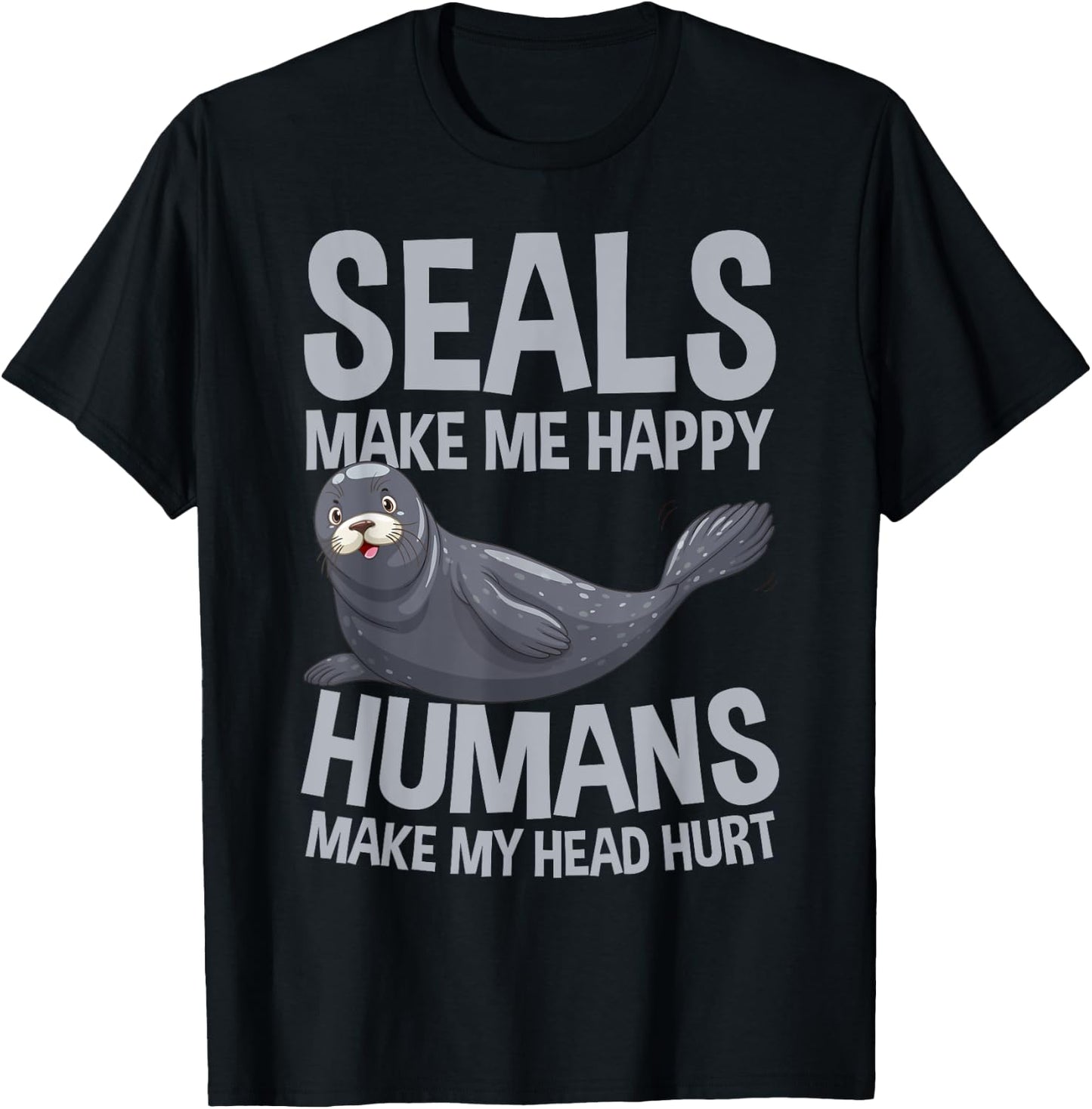 Seals Make Me Happy Humans Make My Head Hurt Kids T-Shirt - T-Shirt | Black