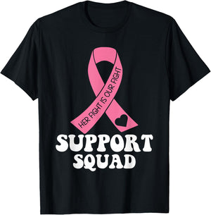 Support Squad Breast Cancer Awareness Breast Cancer Warrior T-Shirt - T-Shirt | Black