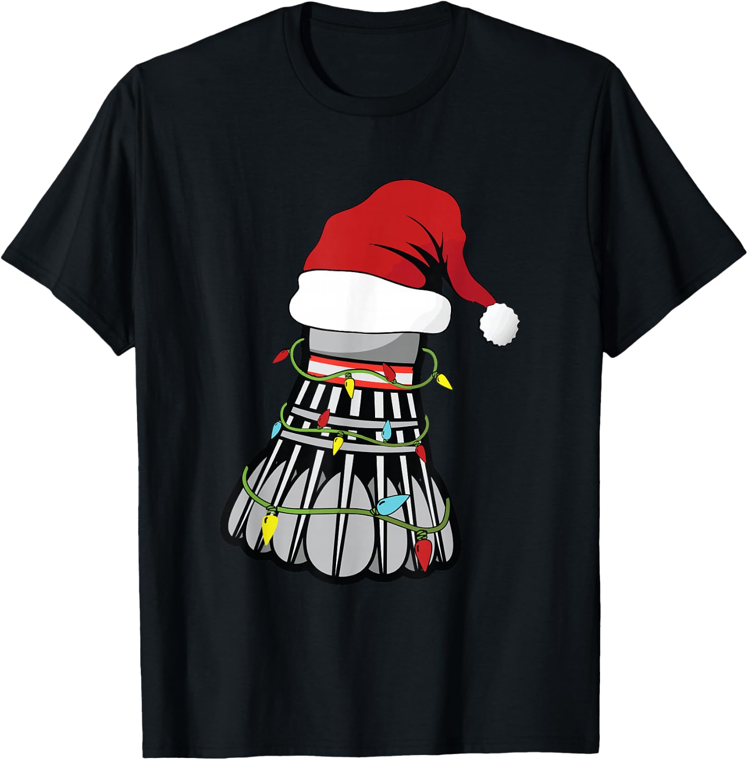 Christmas Badminton Sticks Birdie , Black, S T-Shirt - T-Shirt | Black