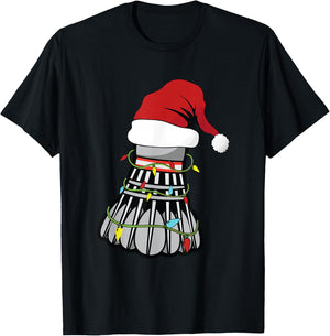 Christmas Badminton Sticks Birdie , Black, S T-Shirt - T-Shirt | Black