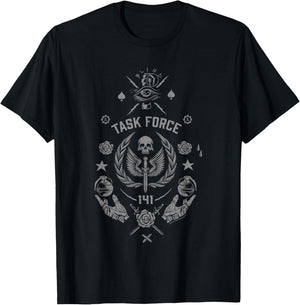 Call of Duty: Modern Warfare 2 Task Force 141 Retro Logo T-Shirt - T-Shirt | Black