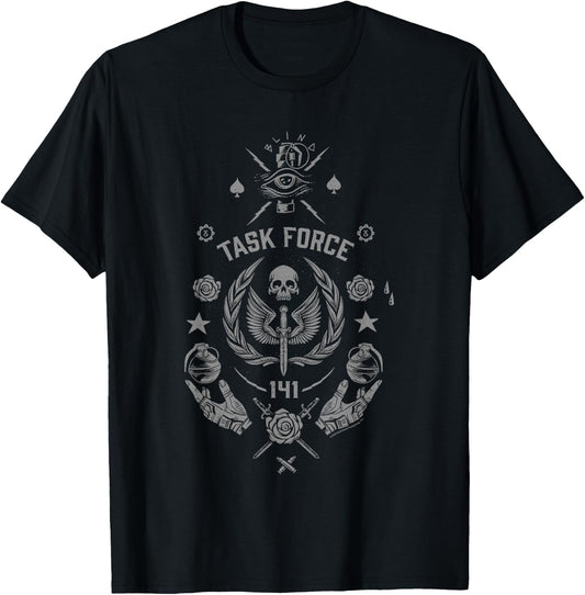 Call of Duty: Modern Warfare 2 Task Force 141 Retro Logo T-Shirt - T-Shirt | Black