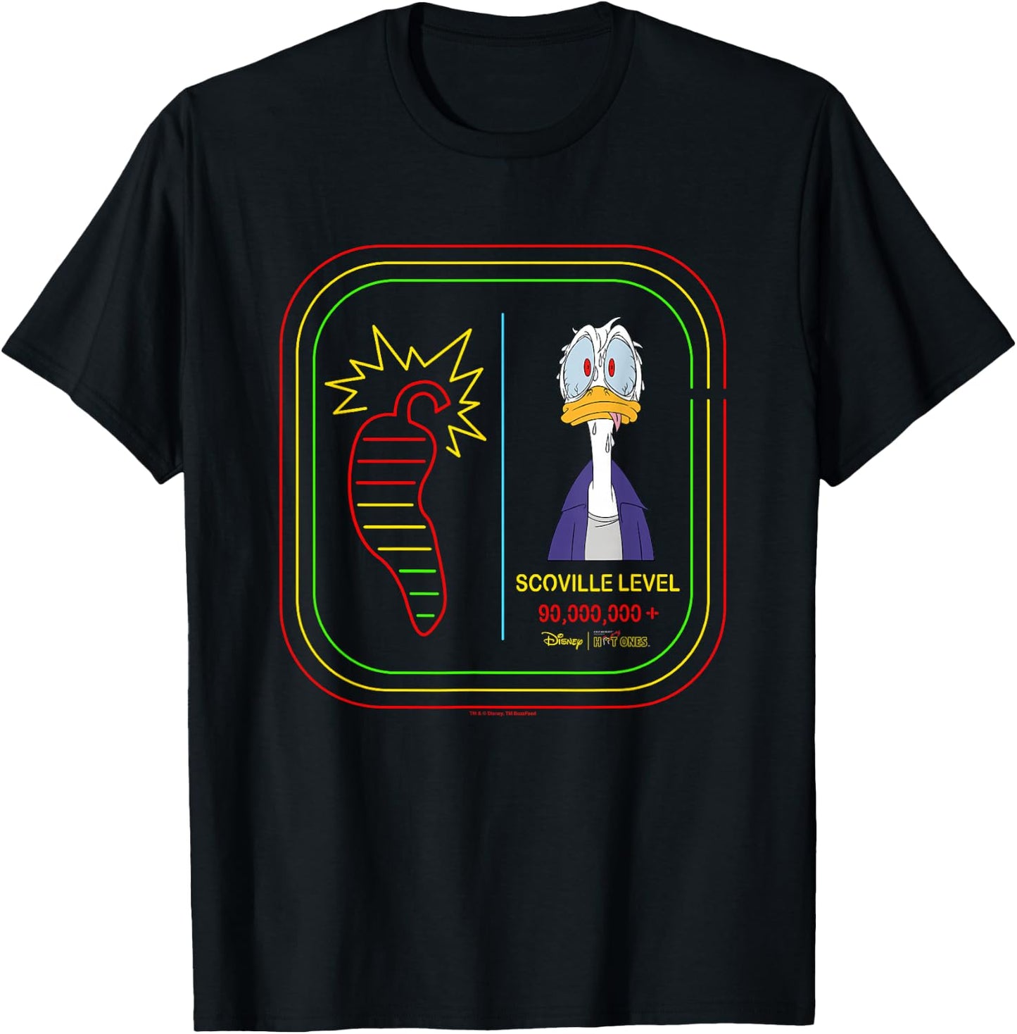 Disney Hot Ones Donald Duck Scoville Level 90000000 Retro T-Shirt - T-Shirt | Black