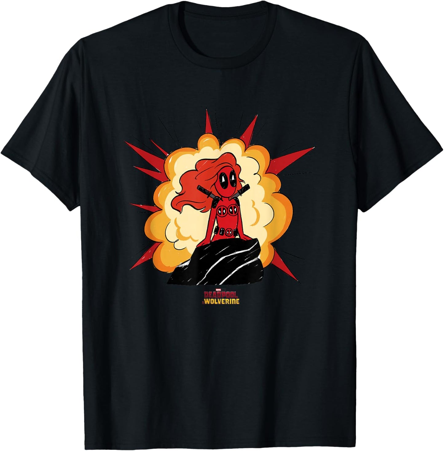 Marvel Deadpool & Wolverine Mermaid Deadpool Comic Blast T-Shirt - T-Shirt | Black