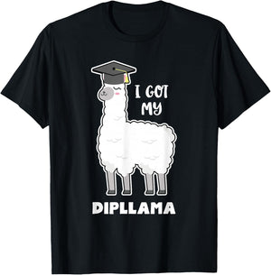 Graduation Llama I Got My Dipllama Senior Graduate Funny T-Shirt - T-Shirt | Black