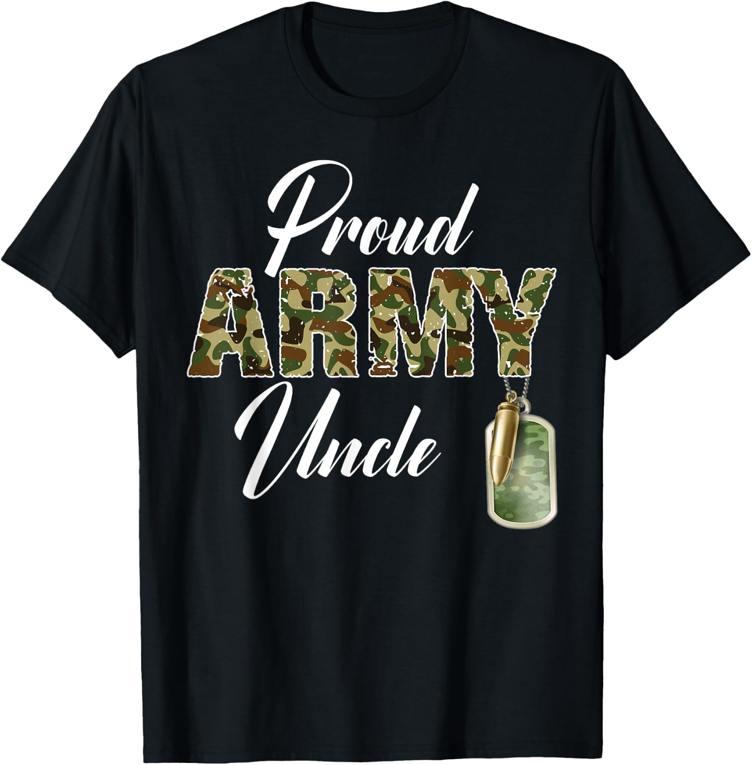 Proud Army Uncle Camouflage Soldier Family Matching Military T-Shirt - T-Shirt | Black