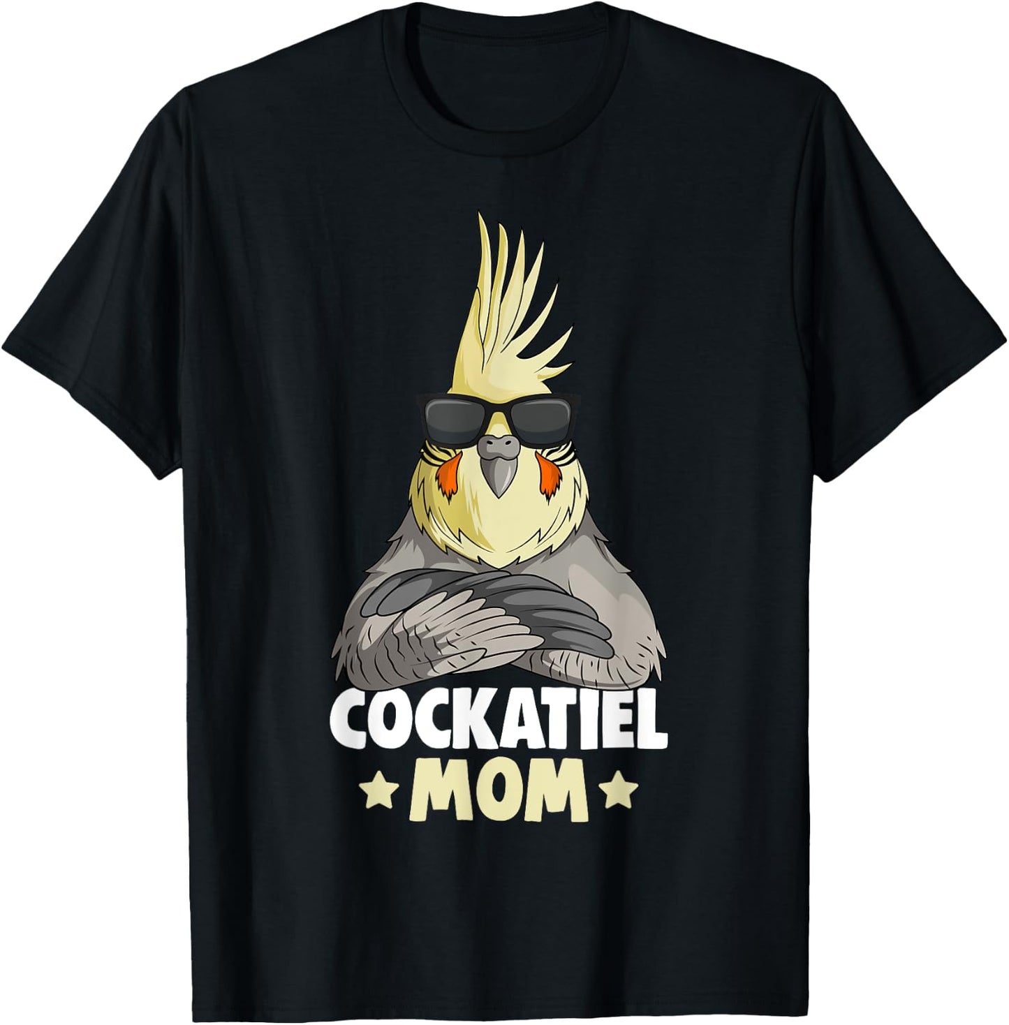 Cute Bird Lover Apparel & Gift Ideas Cockatiel Mom Women's Black Small Modern T-Shirt - T-Shirt | Black