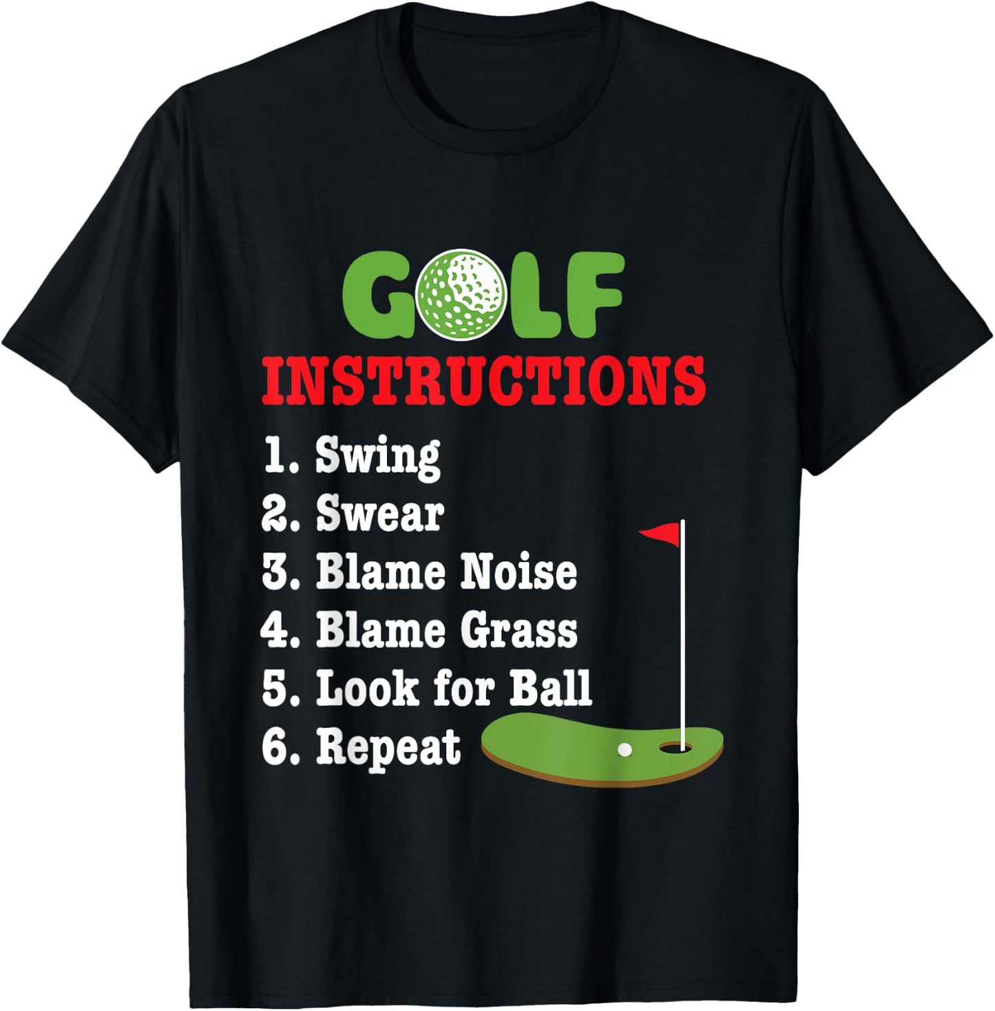 Golf Instructions - Golf Lover Golfing Golfer T-Shirt - T-Shirt | Black