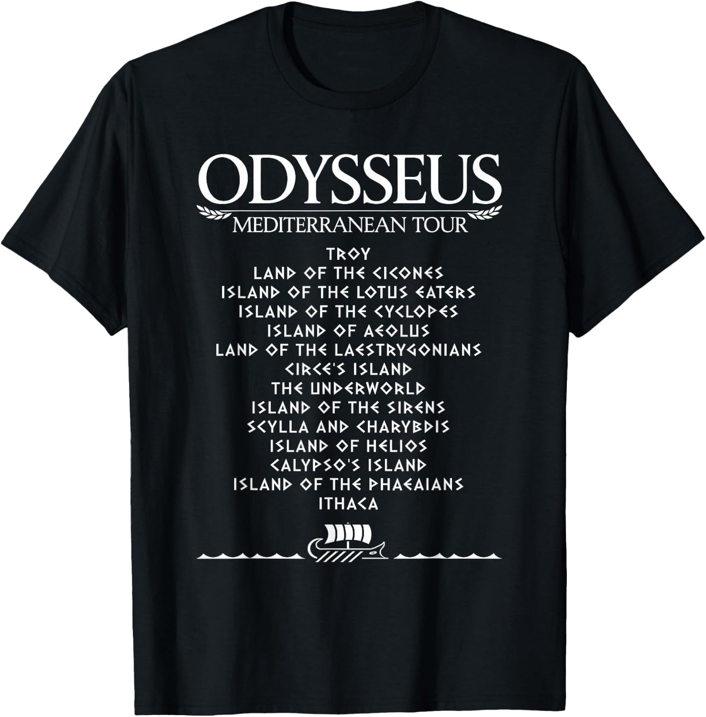 Odysseus Mediterranean Tour Funny Greek Mythology T-Shirt - T-Shirt | Black