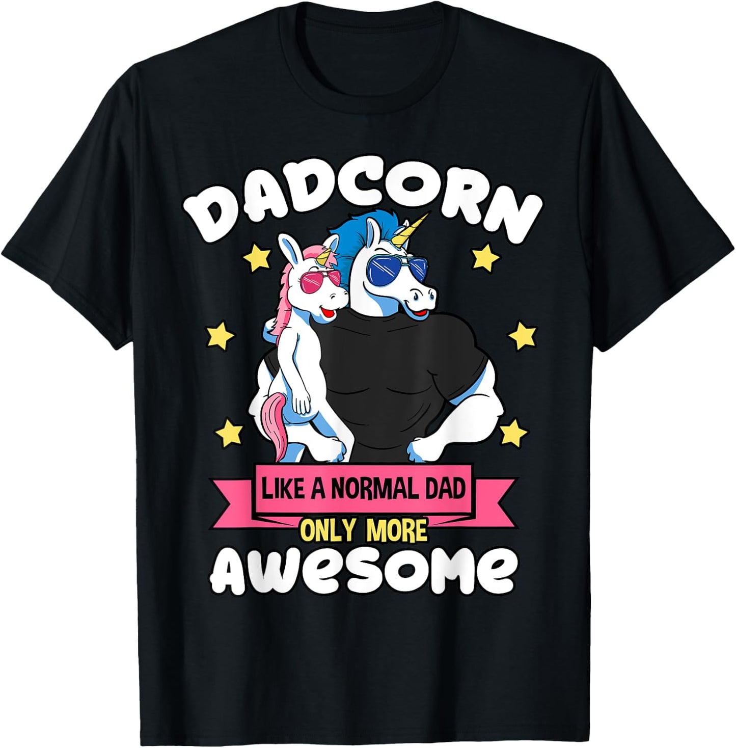 Dadcorn 1 Kid Father's Day Dad Unicorn Daughter Girl T-Shirt - T-Shirt | Black