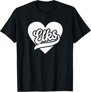 Vintage Elks High School Spirit Go Elks Love T-Shirt - T-Shirt | Black