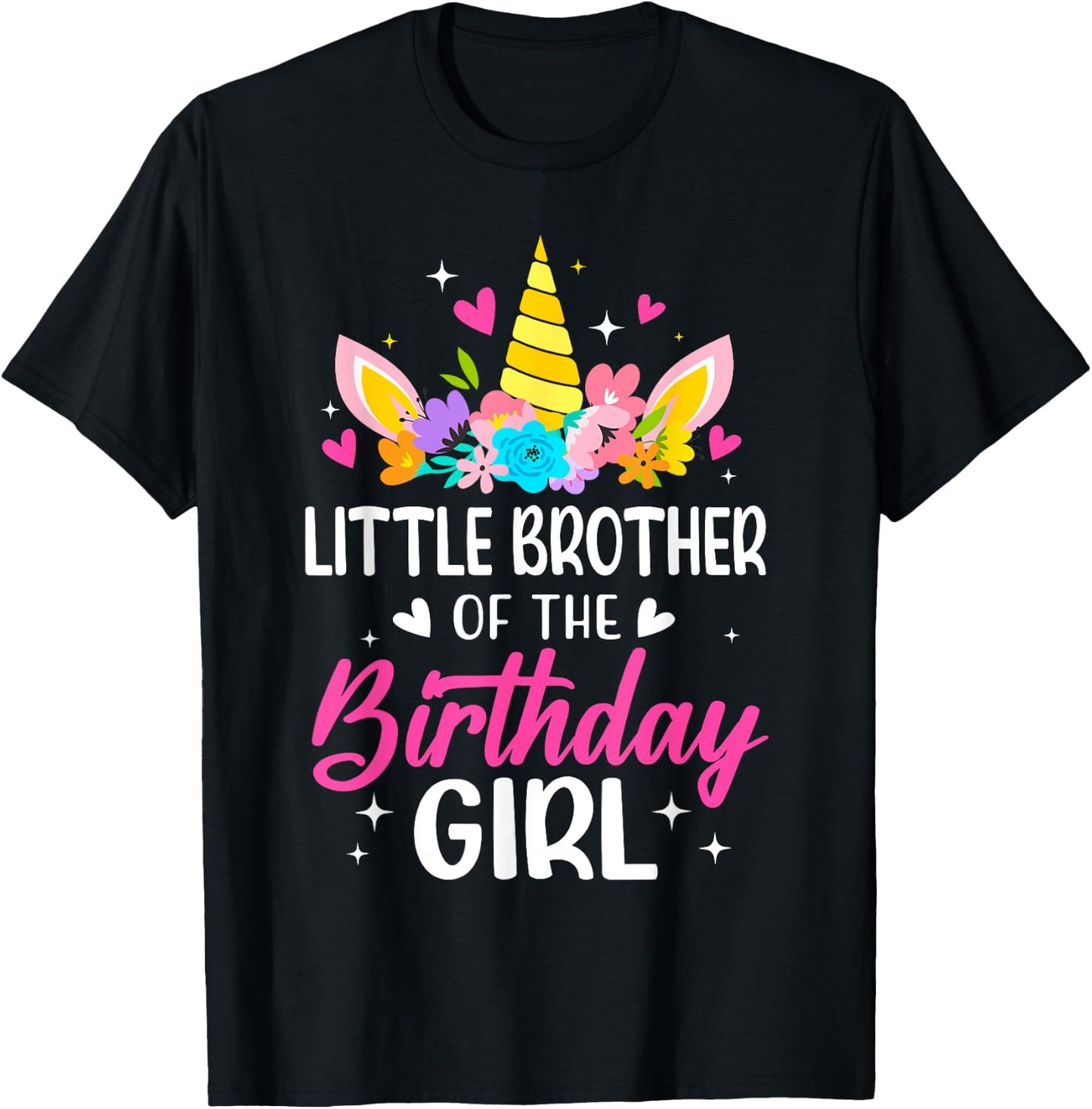 Little Brother Of The Birthday Girl Unicorn Bday Family T-Shirt - T-Shirt | Black
